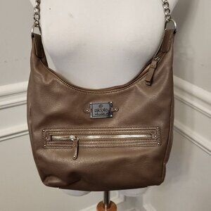 Nicole by Nicole Miller Taupe Shoulder Bag with Chain Detailing